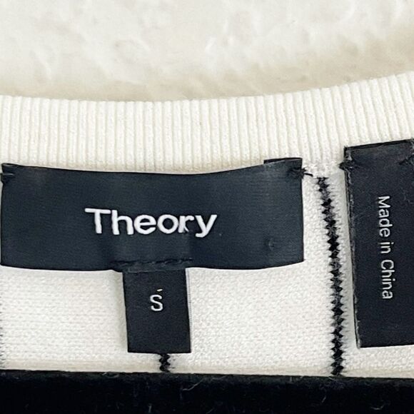 Theory Hayden O Reverie V-Neck Stripe Fringe Pullover Sweater small - Picture 3 of 7